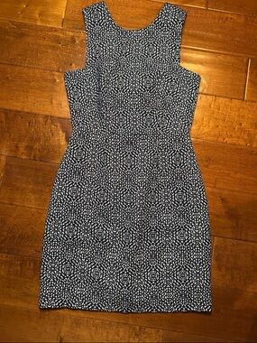 H&M Navy and White Textured Shift Dress